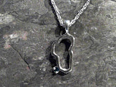 Medium 14 Karat White Gold Outline of Lake Tahoe Pendant with a round